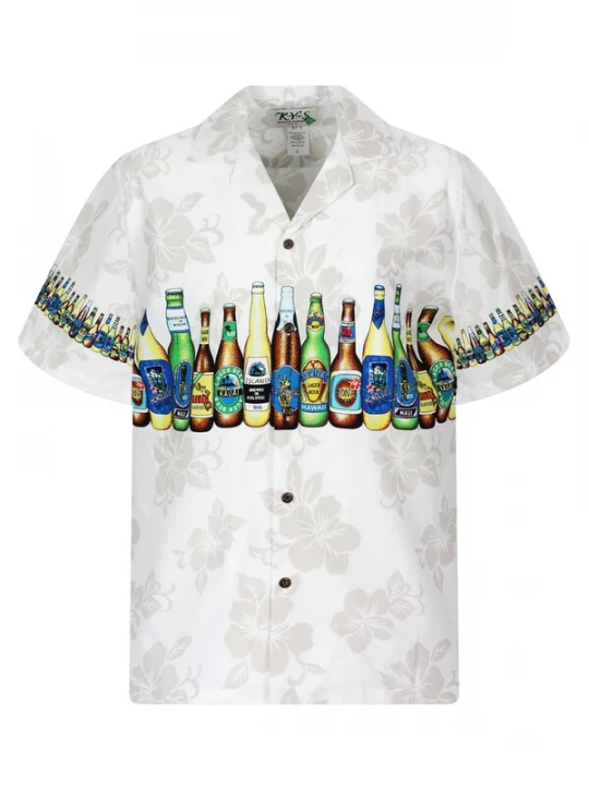 Foto van product KY's Overhemd 'Bierflaschen Brustdruck' wit