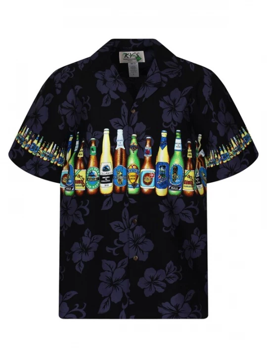 Foto van product KY's Overhemd 'Bierflaschen Brustdruck' zwart