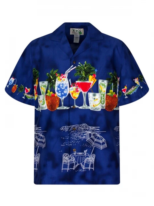 Foto van product KY's Overhemd 'Cocktail Brustdruck' blauw