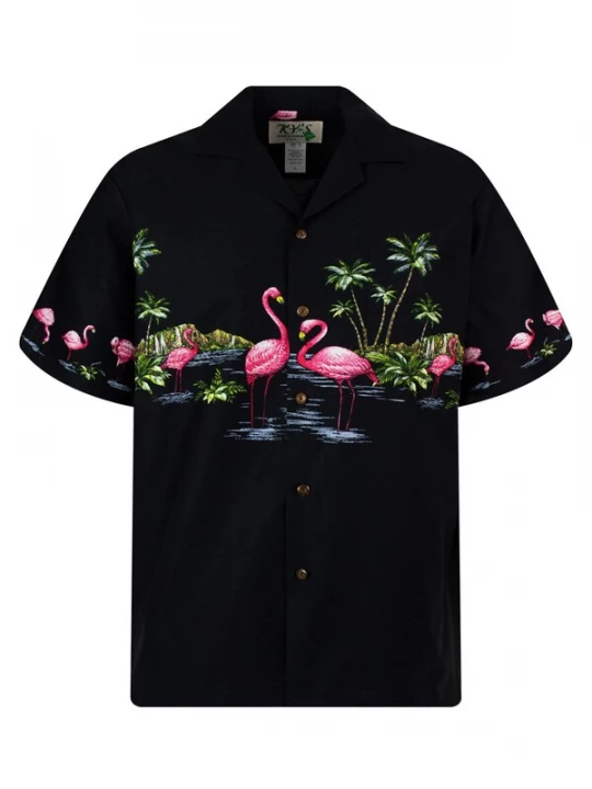 Foto van product KY's Overhemd 'Flamingo Brustdruck' zwart
