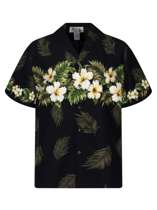 Foto van product KY's Overhemd 'Hibiskus Brustdruck' zwart
