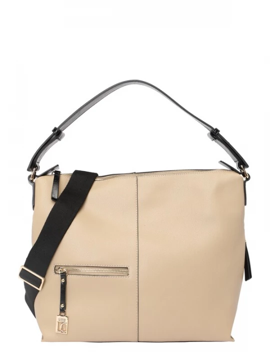 Foto van product L.CREDI Schoudertas 'Jakoba' beige / zwart