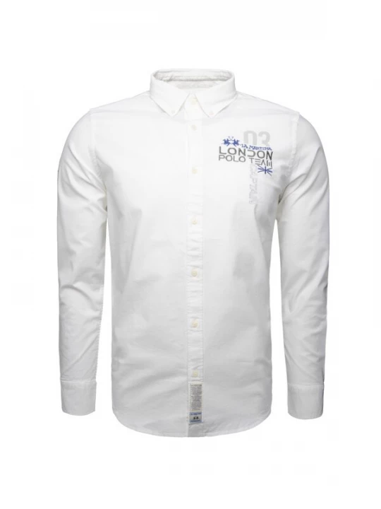 Foto van product La Martina Overhemd 'MAC301' grijs / violetblauw / wit
