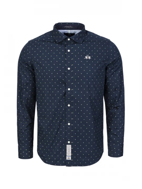 Foto van product La Martina Overhemd 'MBC016' donkerblauw / wit