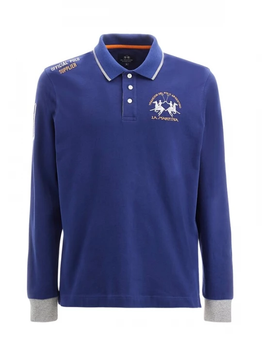 Foto van product La Martina Shirt blauw / geel / grijs gemêleerd / wit