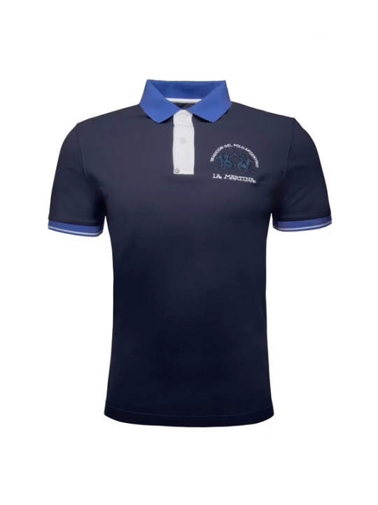 Foto van product La Martina Shirt 'MAP005' kobaltblauw / donkerblauw / wit