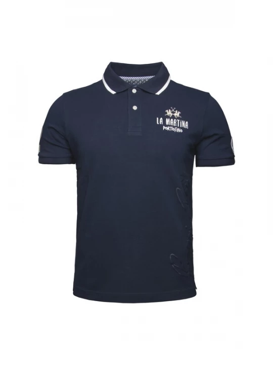Foto van product La Martina Shirt 'Map316' donkerblauw / wit