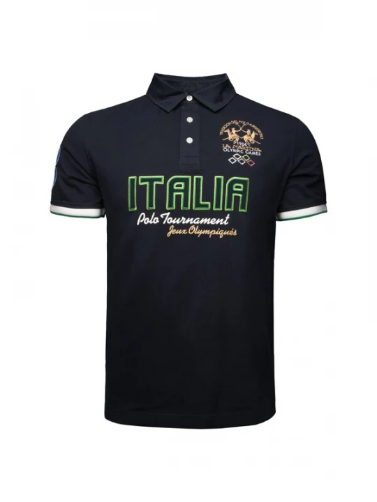 Foto van product La Martina Shirt 'Map318' beige / donkerblauw / groen / wit