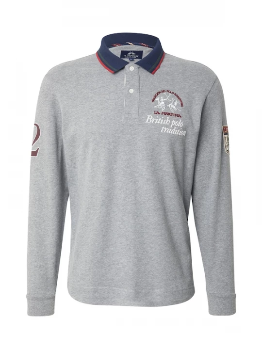 Foto van product La Martina Shirt marine / grijs gemêleerd / wit