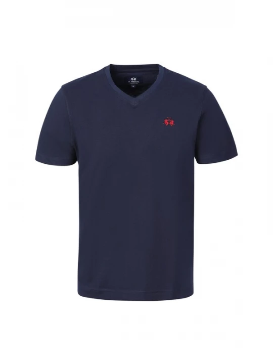 Foto van product La Martina Shirt ' MCR013 ' donkerblauw / bloedrood