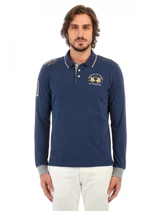 Foto van product La Martina Shirt 'Wolfe' navy / goudgeel / wit