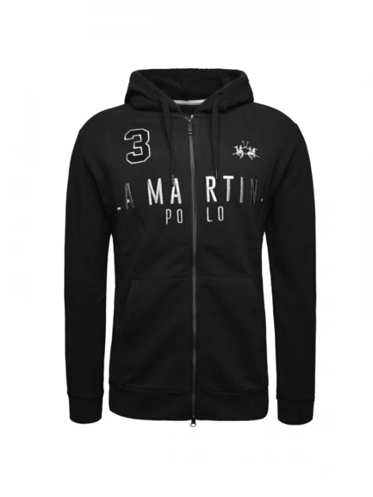 Foto van product La Martina Sweatvest 'Maf305' zwart / wit