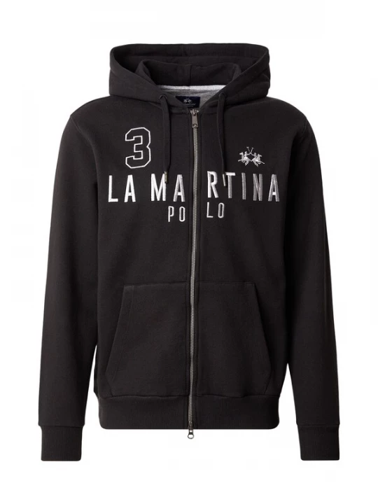 Foto van product La Martina Sweatvest 'MBF305' zwart / natuurwit