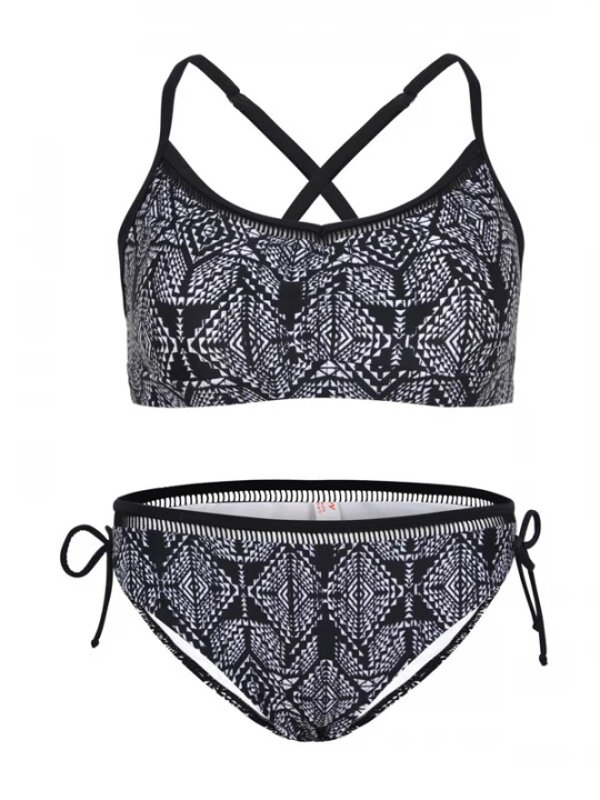 Foto van product La V Bikini 'Bikini classic met kant detail' zwart gemêleerd