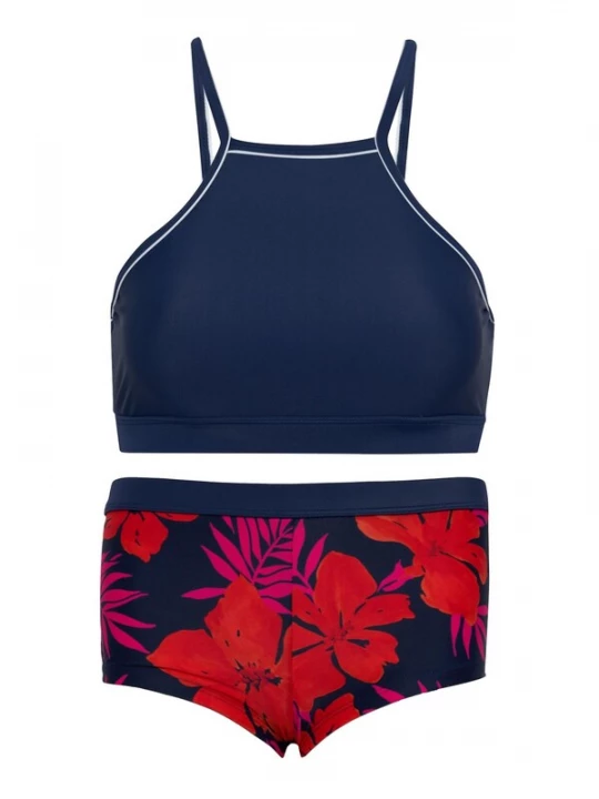 Foto van product La V Bikini 'Bikini hipster broekje en crop top met racerback' donkerblauw