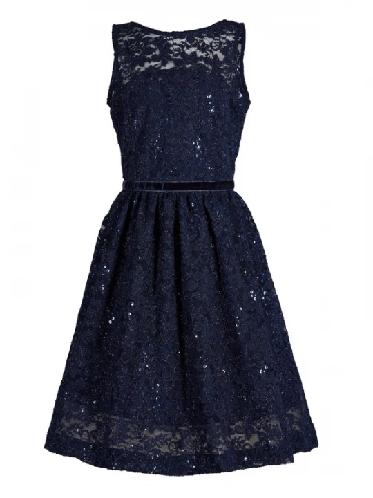 Foto van product La V Jurk 'La V elegante kant jurk' donkerblauw