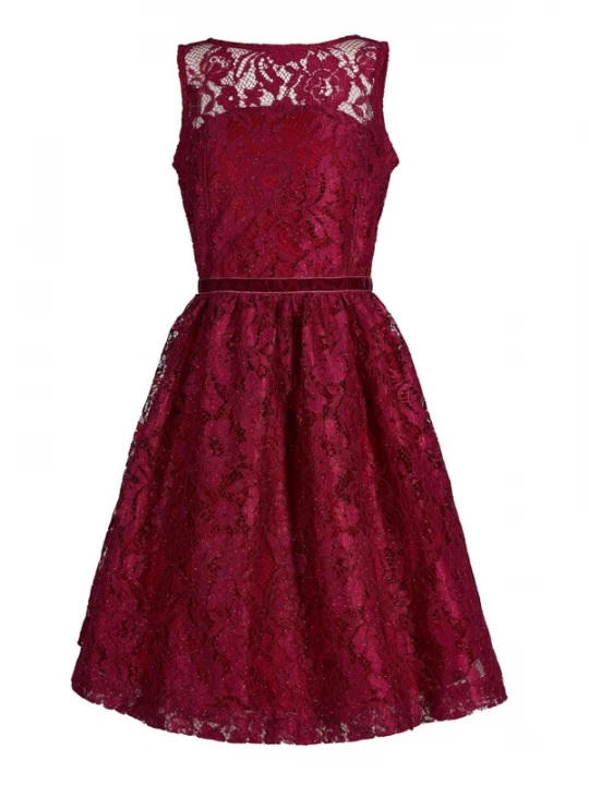 Foto van product La V Jurk 'La V elegante kant jurk' rood