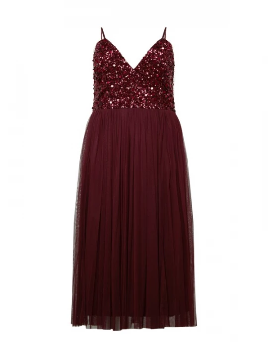 Foto van product Lace & Beads Plus Avondjurk 'Azalia' bourgogne