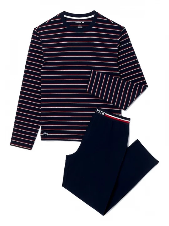 Foto van product LACOSTE Pyjama lang bourgogne / zwart / wit