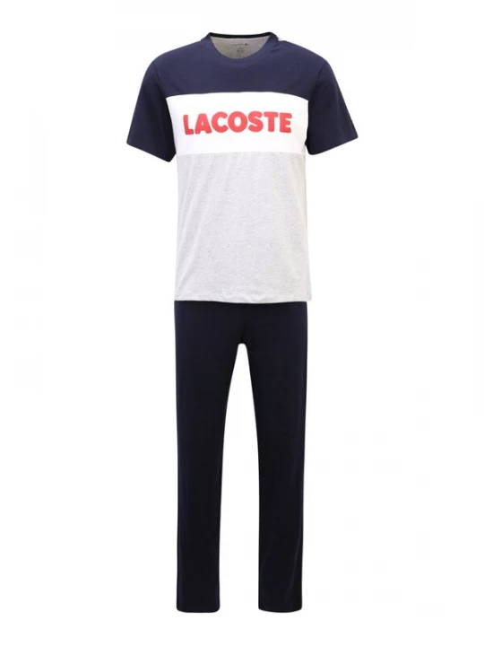 Foto van product LACOSTE Pyjama lang navy / grijs gemêleerd / rood / wit