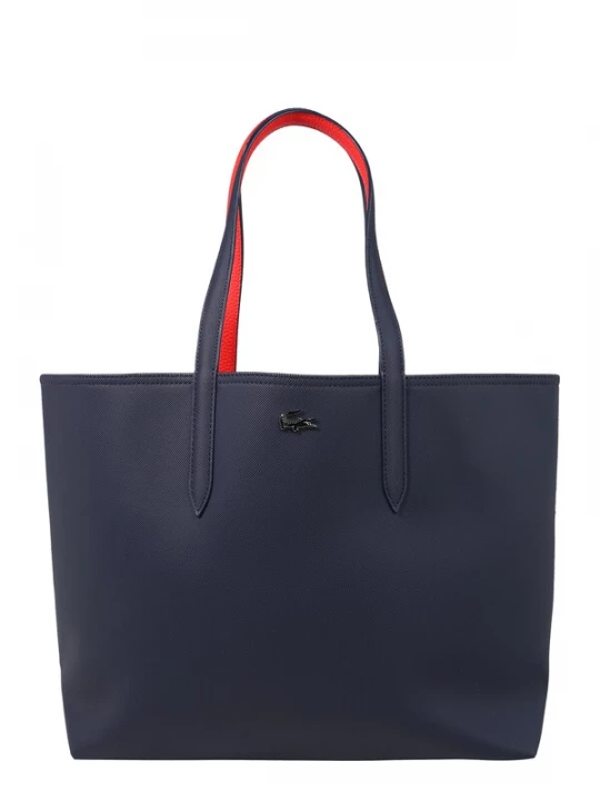 Foto van product LACOSTE Shopper 'Anna' navy / rood / zilver