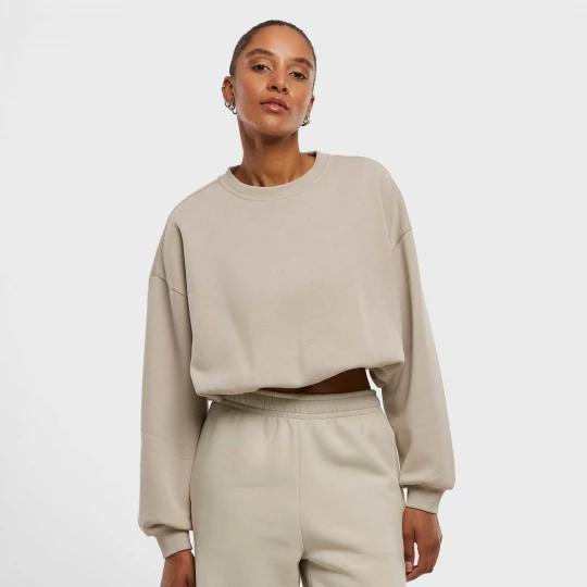 Foto van product Ladies Cropped Gathered Sweatshirt Urban Classics beżowy