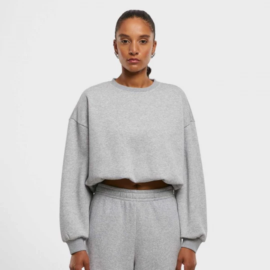 Foto van product Ladies Cropped Gathered Sweatshirt Urban Classics grijs