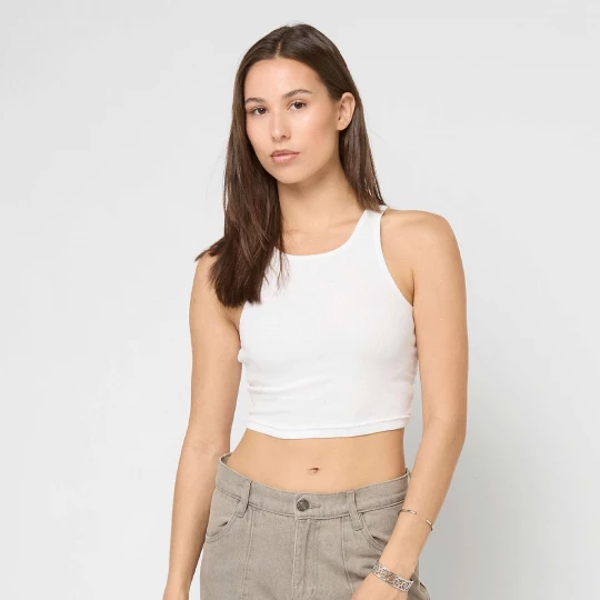 Foto van product Ladies Cropped Rib Top Urban Classics wit