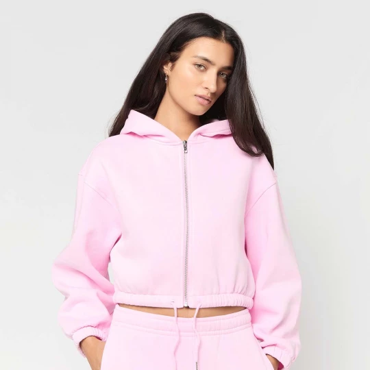 Foto van product Ladies Fluffy Cropped Zip Hoodie Urban Classics