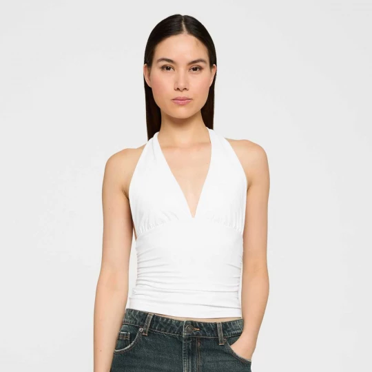 Foto van product Ladies Polyamide Jersey Neckholder Top Urban Classics wit