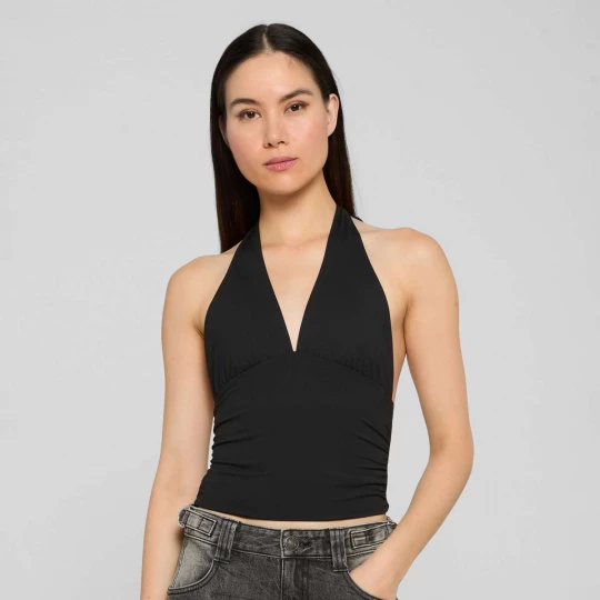 Foto van product Ladies Polyamide Jersey Neckholder Top Urban Classics zwart