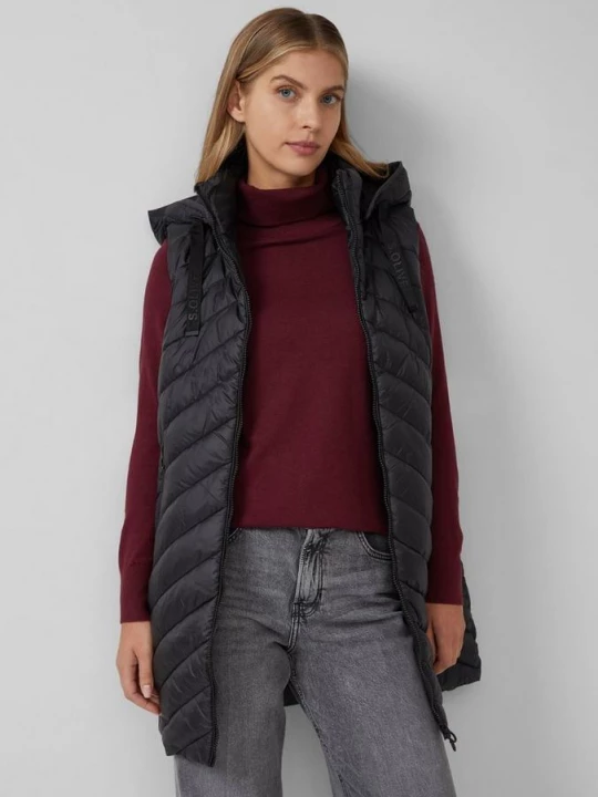 Foto van product Lang gewatteerd vest met afneembare capuchon s.Oliver zwart