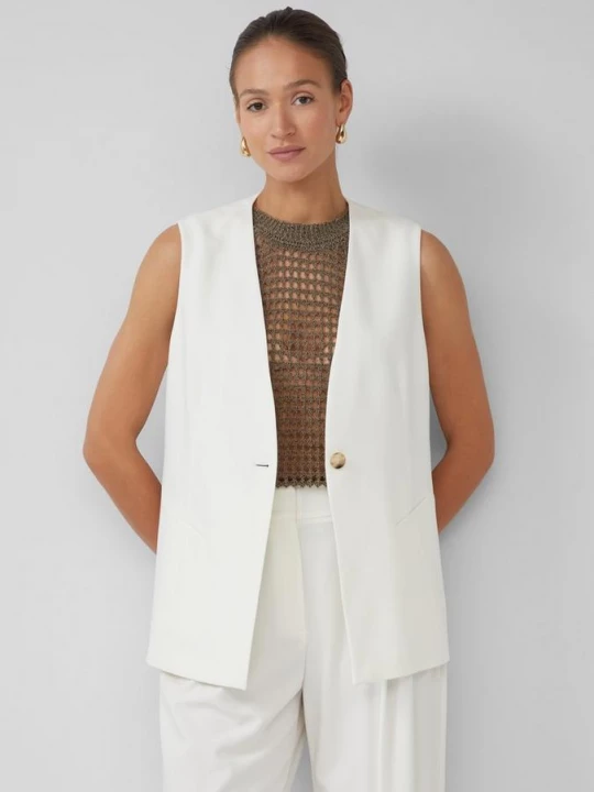 Foto van product Lang gilet van een viscosemix in een relaxed fit s.Oliver crème