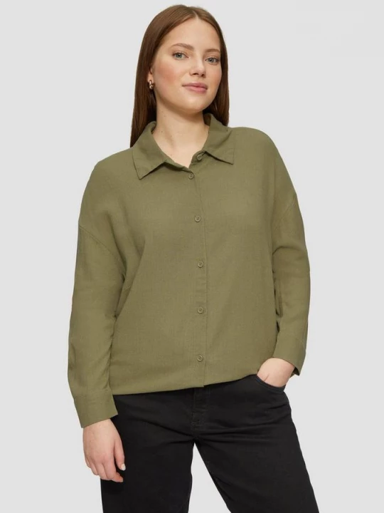 Foto van product Lange blouse van linnenmix QS olijfgroen