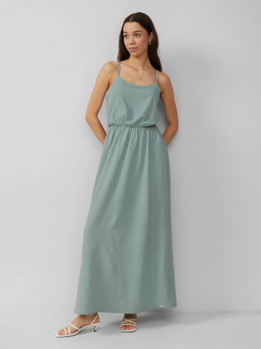 Foto van product Lange jurk met spaghettibandjes QS groen