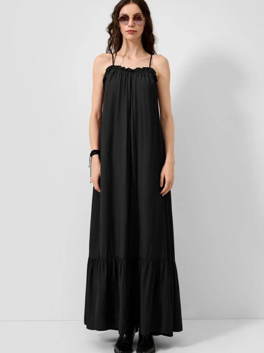 Foto van product Lange jurk van een viscose-mix QS zwart