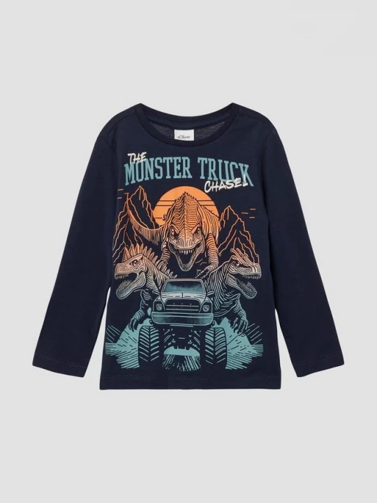 Foto van product Lange mouw met grote dino-opdruk en geborduurde details s.Oliver blauw