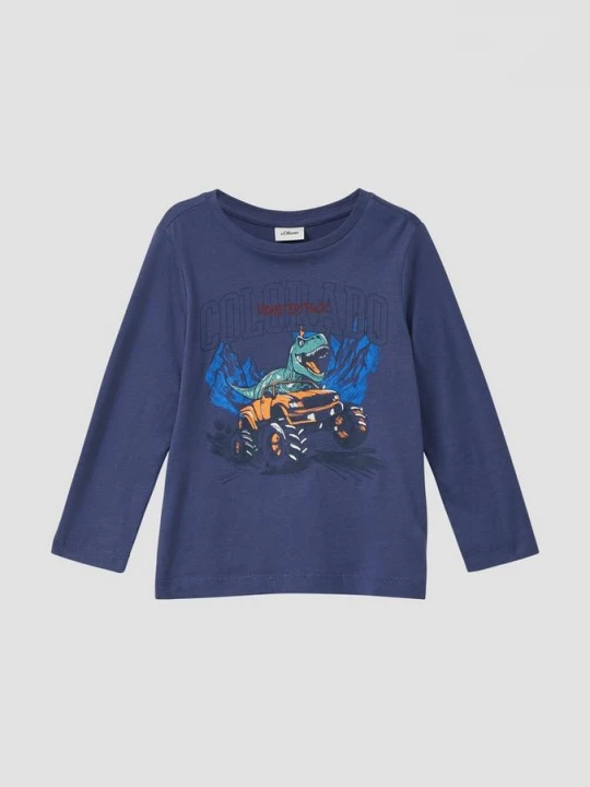 Foto van product Lange mouw met grote dino-opdruk s.Oliver blauw