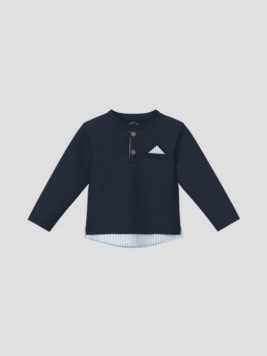 Foto van product Lange mouw met knoopsluiting in een gelaagde look s.Oliver blauw
