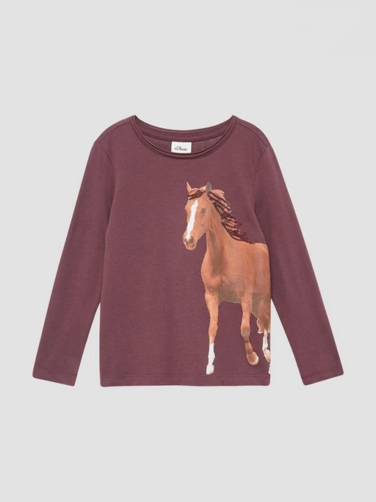 Foto van product Lange mouw met paardenprint en pailletten s.Oliver rood