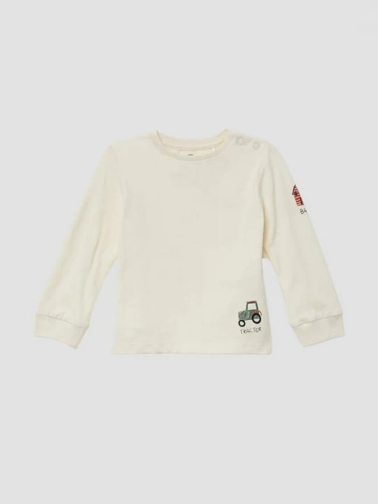 Foto van product Lange mouw met print en borduursels s.Oliver crème