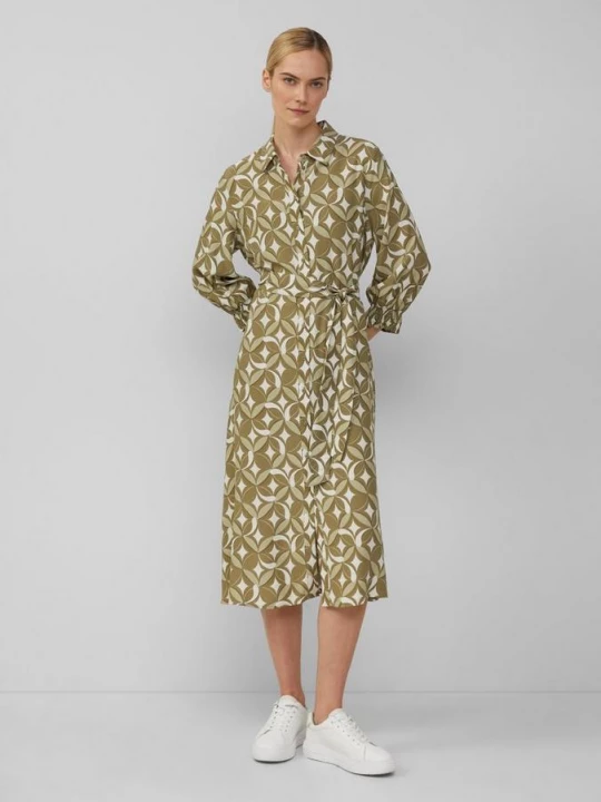 Foto van product Lange viscose jurk met print all-over en strikceintuur s.Oliver olijfgroen