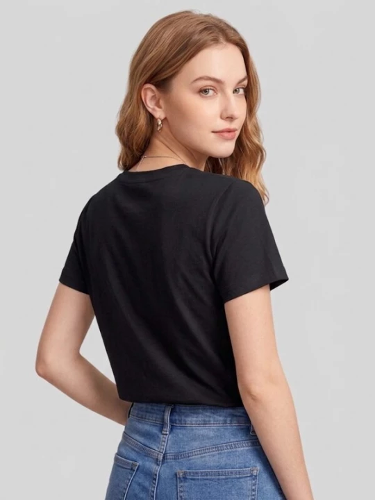 Foto van product LapaPlus Shirt 'Summer Short Sleeve Cotton Tops' zwart