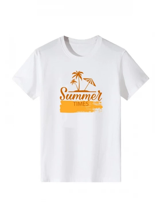 Foto van product LapaPlus Shirt 'Women Orange Summer Beach Palm Tree Letter Print T-Shirt' wit