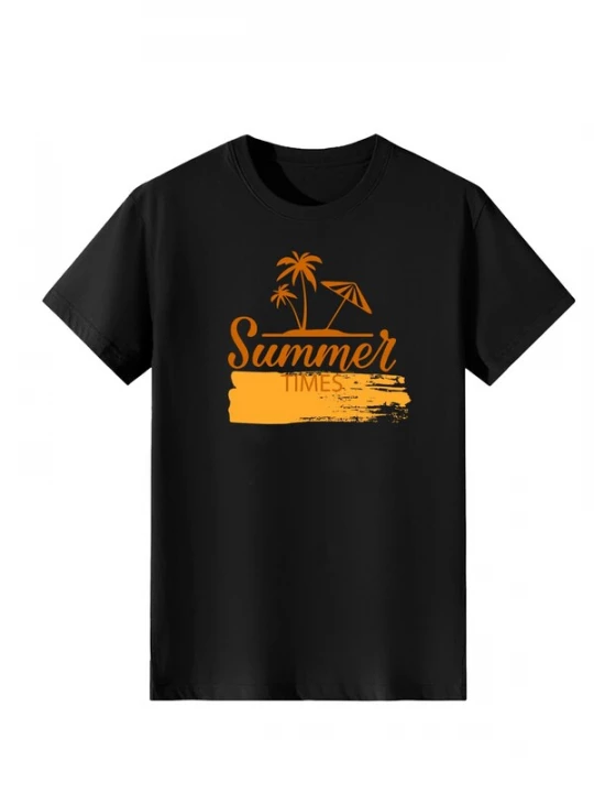 Foto van product LapaPlus Shirt 'Women Orange Summer Beach Palm Tree Letter Print T-Shirt' zwart
