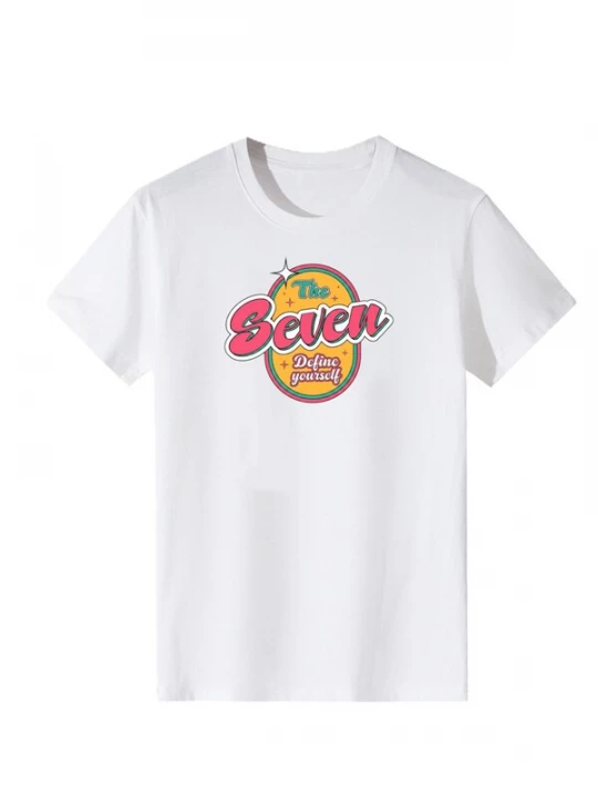 Foto van product LapaPlus Shirt 'Women Retro Oval Frame The Seven Slogan Print T-Shirt' wit