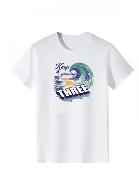 Foto van product LapaPlus Shirt 'Women Vintage Gradient Wave Keep growing THREE Letter Print T-Shirt' wit