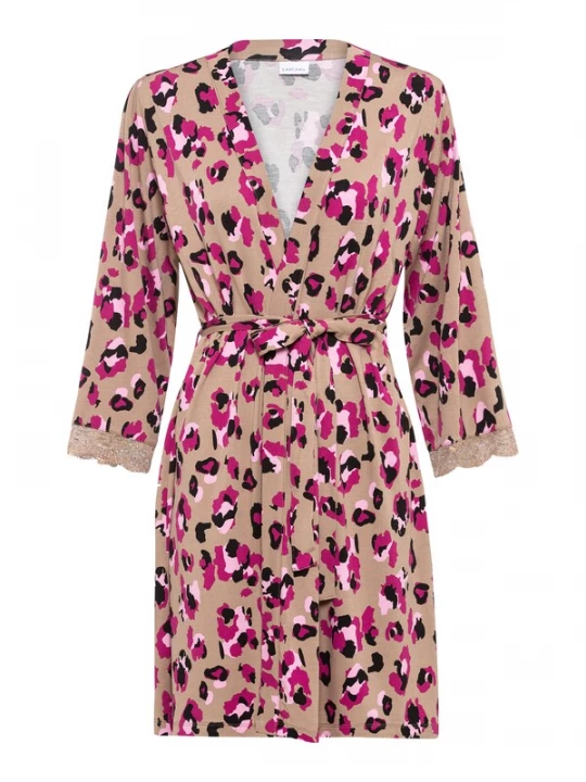Foto van product LASCANA Ochtendjas 'Lovly Nights' sand / pink / fuchsia / zwart
