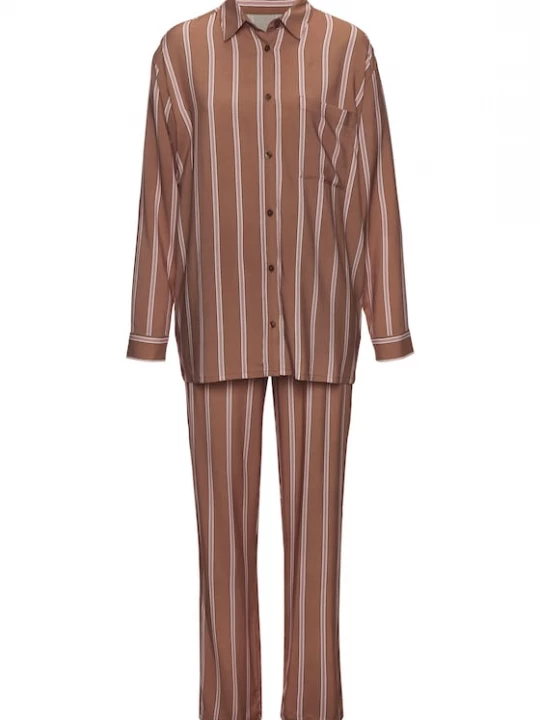 Foto van product LASCANA Pyjama bruin / aubergine / lichtroze / wit