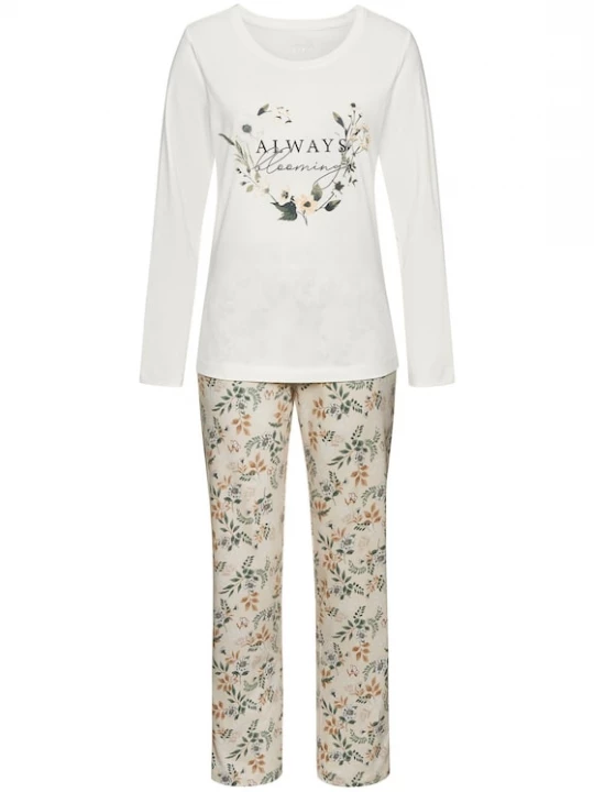 Foto van product LASCANA Pyjama camel / ecru / pastelgroen / wit